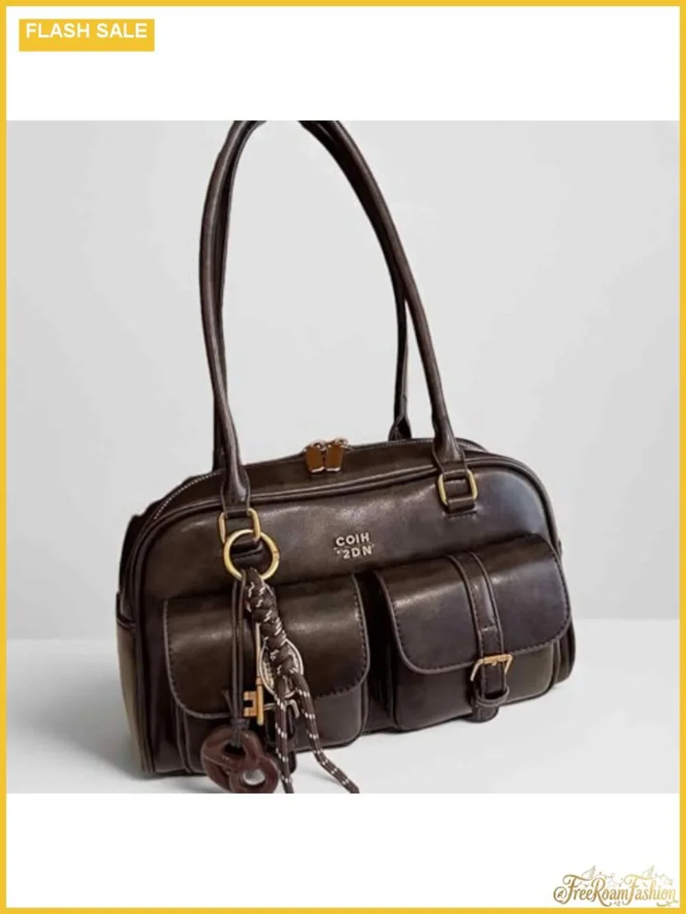 Vintage Faux Leather Hobo Shoulder Bag - Women's Vintage Style Purse with Zipper